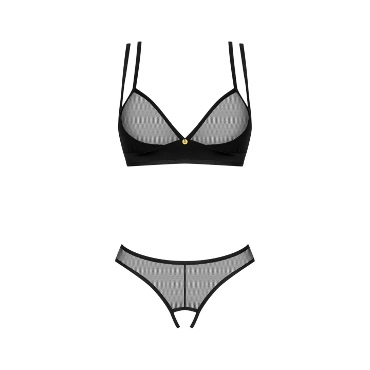 Bielizna otwarta OBSESSIVE Nesari XL/2XL, regulowane ramiączka, luksusowy design, czarna