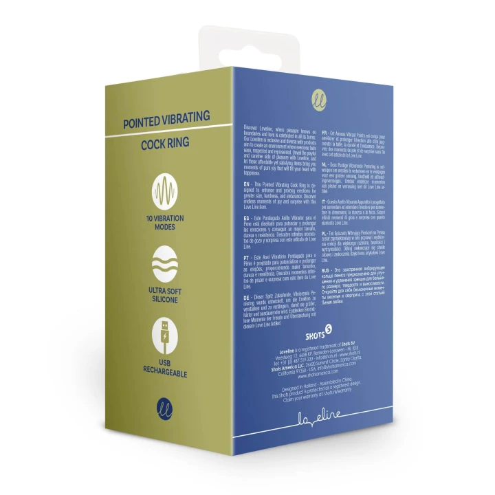 Wibrujący pierścień na penisa Loveline - silikonowy, 10 trybów, niebieski