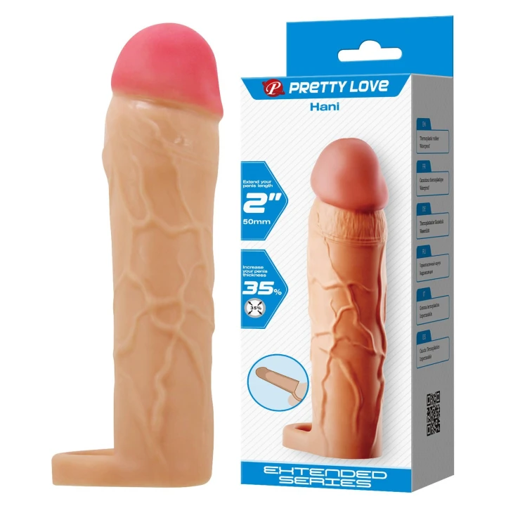 Nakładka na penisa - PRETTY LOVE Hani, TPR, elastyczny trzon, 35% dodatkowej tekstury