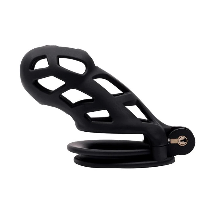 Klatka na penisa M – ABS z zamkiem i 4 pierścieniami (3,8–5,2 cm)