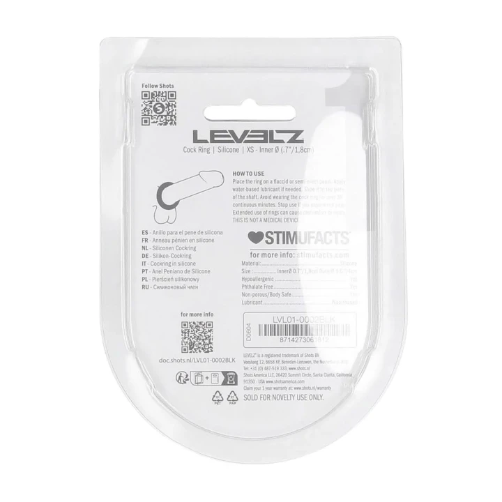 Pierścień erekcyjny LEVELZ - silikonowy, XS, wewnętrzny 4cm, czarny