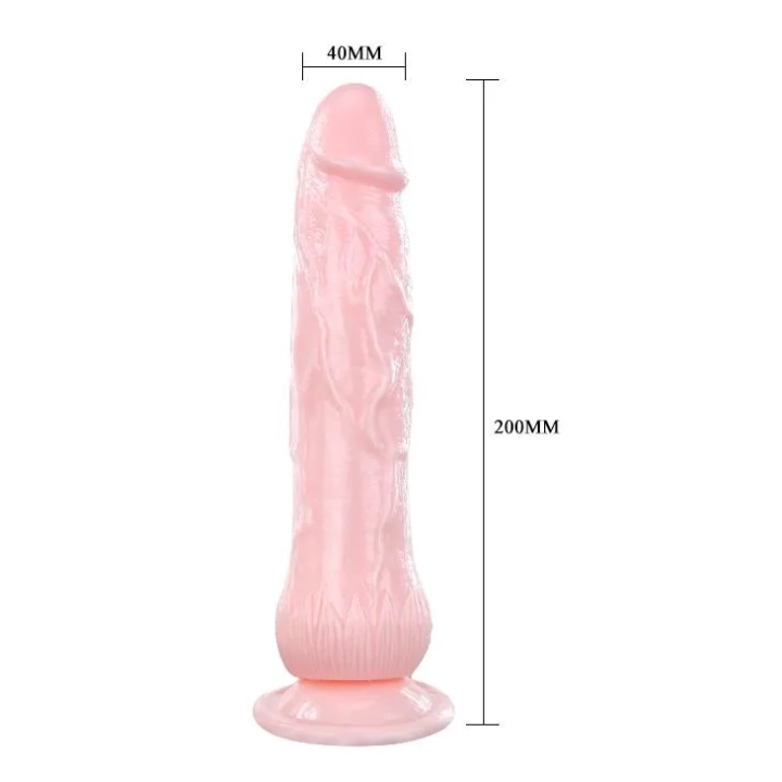 Dildo BAILE Eros - z efektem wytrysku, przyssawka, długość 19,5 cm, średnica 4 cm