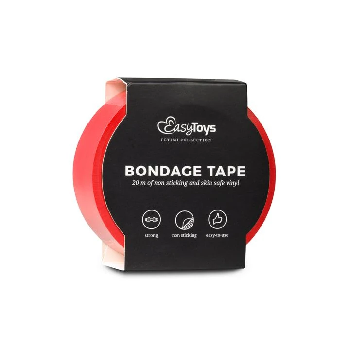 Taśma bondage - Red Bondage Tape, 20 m, PCV, kolor czerwony, wielofunkcyjna