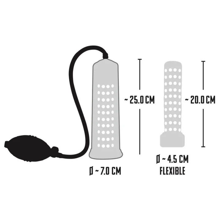 Pompa próżniowa do penisa Fantastic – przezroczysty cylinder, silikonowa tuleja, rękaw z nubami