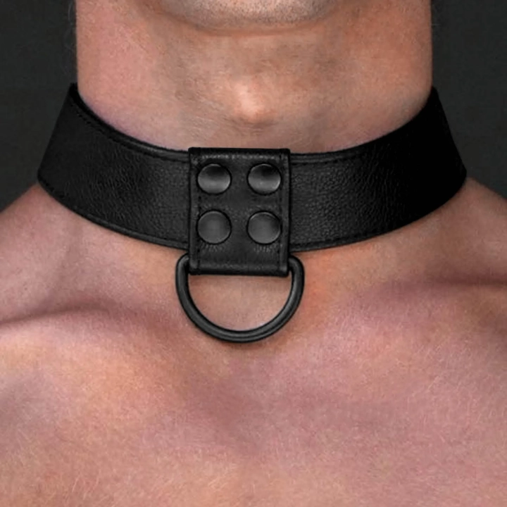 Obroża bondage z sztucznej skóry, regulowane zapięcie 14-18,5 cala, smycz 51 cali