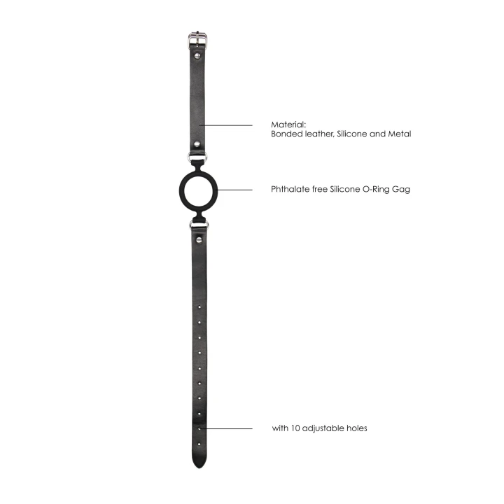 Knebel silikonowy z regulowanymi skórzanymi paskami - 5,2 cm średnicy, medyczny silikon