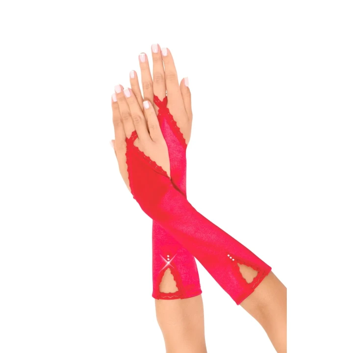 Rękawiczki długie SOFTLINE COLLECTION – Satin Glam 7710, satynowe, koronkowe wykończenie