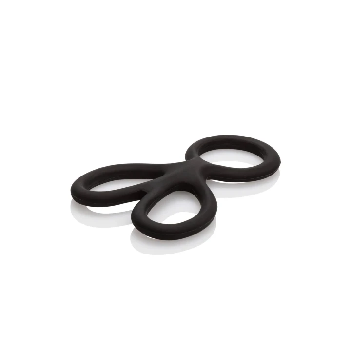 Pierścień Erekcyjny z Silikonu - Czarny, 1.25 cala, z Niezależnymi Pierścieniami Scrotum