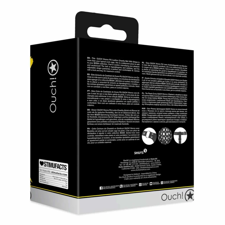 Pas Cnoty PU Leather OUCH! Xtreme, Regulowane Paski, Wysokiej Jakości Skóra