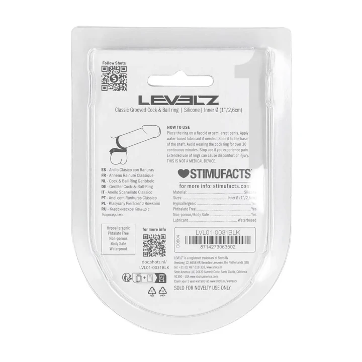 Podwójny pierścień erekcyjny LEVELZ, silikonowy, 2,6cm, czarny, wodoodporny