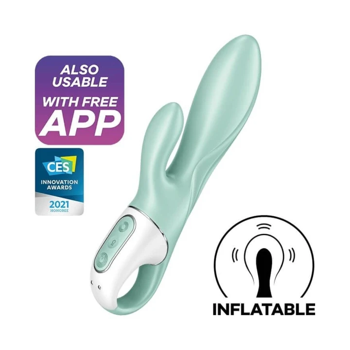 Wibrator do punktu G Satisfyer Air Pump Bunny 5 z aplikacją, bezprzewodowy, miętowy