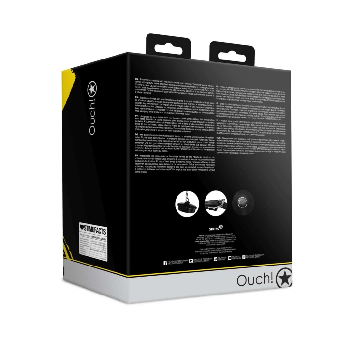 Uprząż na głowę z lejkiem - Regulowana, Skórzana, Metalowe klamry - Czarna