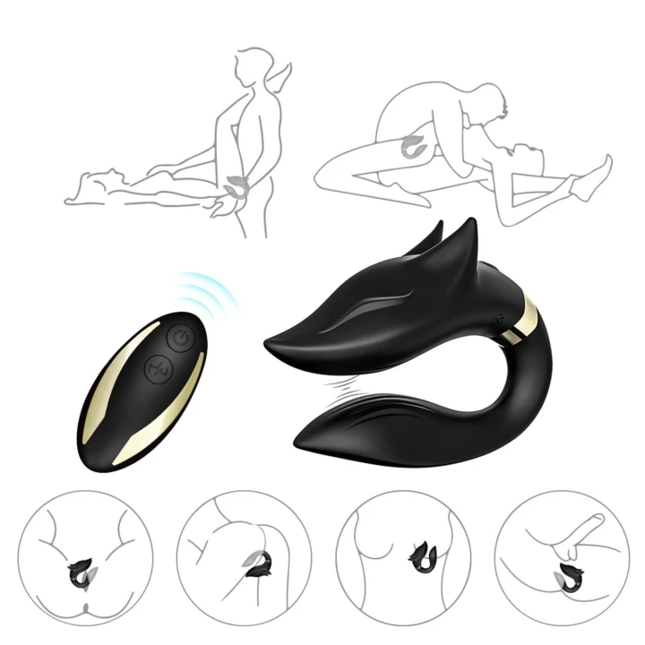 Wibrator punktu G Fox Black, silikon medyczny, wodoodporny, 9 trybów wibracji