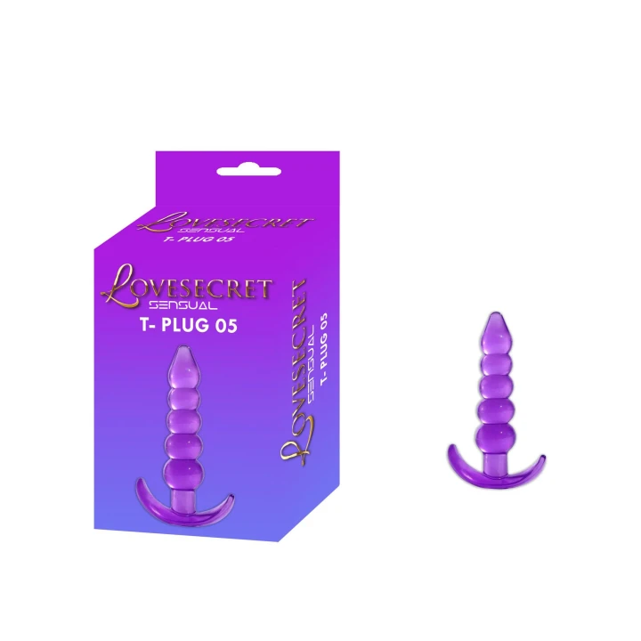 Korek analny Lovesecret Sensual T-Plug 05, 12 cm, elastyczny TPE, fioletowy