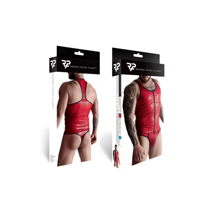Kostium męski REGNES FETISH PLANET, wetlook, t-shirt bez rękawów, stringi, S