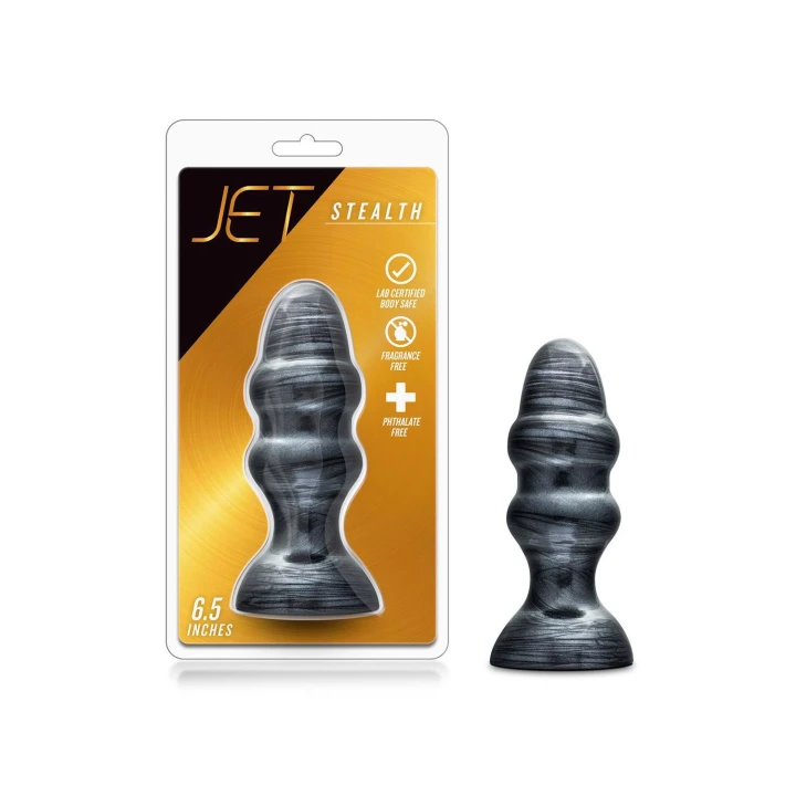 Wtyk analny JET Stealth - PVC, 6,5 cala, czarny metalik, baza antypoślizgowa