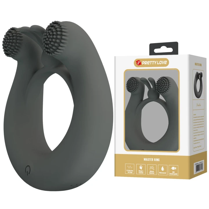Pierścień wibrujący MASTER RING, silikonowy, 12 trybów wibracji, wodoodporny