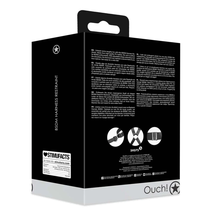 Uprząż BDSM - Regulowane paski, Wysokiej jakości skóra PU, 32 cm długości