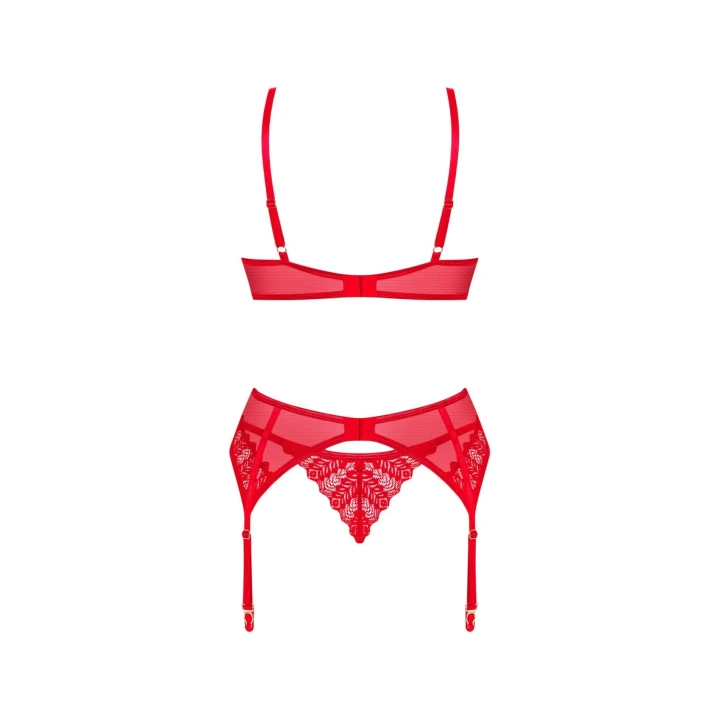 Bielizna erotyczna OBSESSIVE Ingridia, 3-częściowy zestaw, koronka, regulowane ramiączka