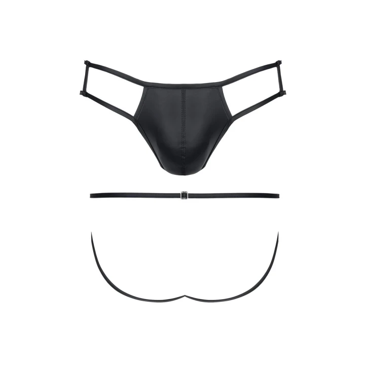 Stringi open back REGNES FETISH PLANET, wetlook, ozdobna klamra, komfort XL