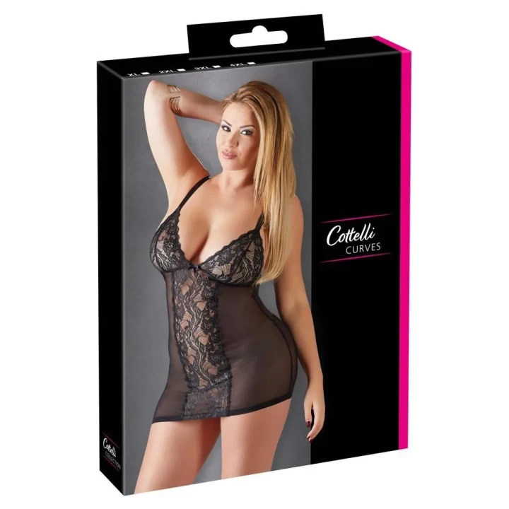 Sukienka bieliźniana COTTELLI LINGERIE z koronką, regulowane paski, elastyczny materiał