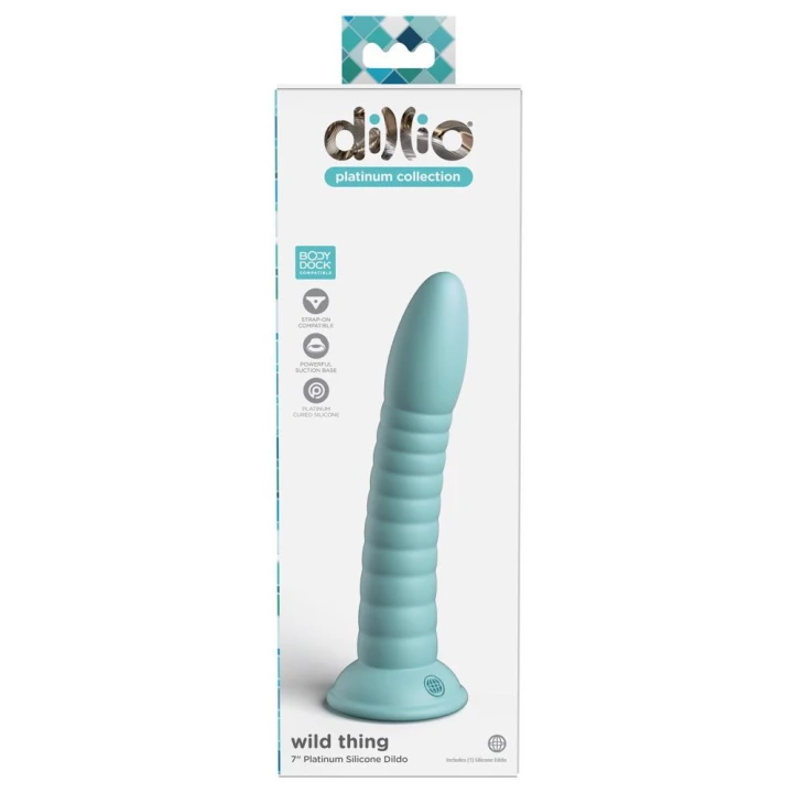 Dildo Dillio Platinum 19,7 cm, silikon, elastyczny z wypustkami w kolorze teal