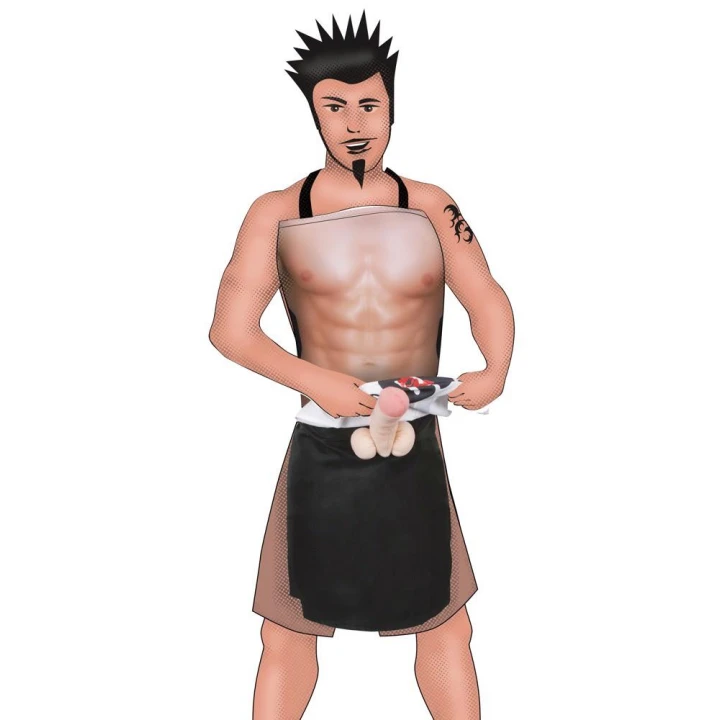 Fartuch kucharski CHEFCOCK, 100% poliester, z efektem 3D 