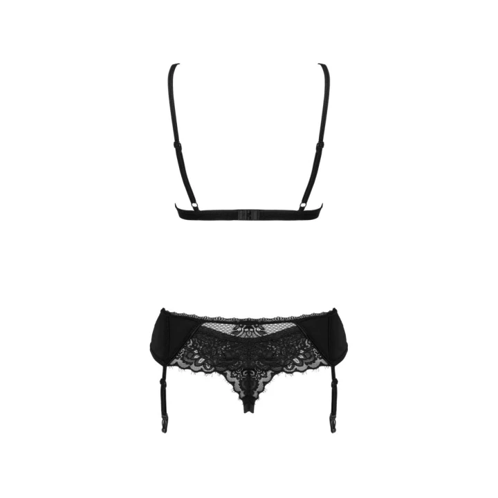 Zestaw bielizny OBSESSIVE Maderris XL/2XL, koronkowy, z regulowanymi ramiączkami, czarny