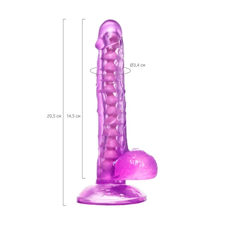 Dildo A-Toys Celiam, TPE, elastyczny, z przyssawką, długość 20,5 cm, fioletowy