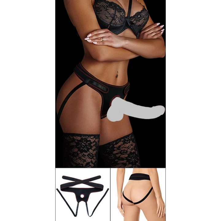 Szelki strap-on polyesterowe, regulowane, z pierścieniem O 1,5 cala, uniwersalne