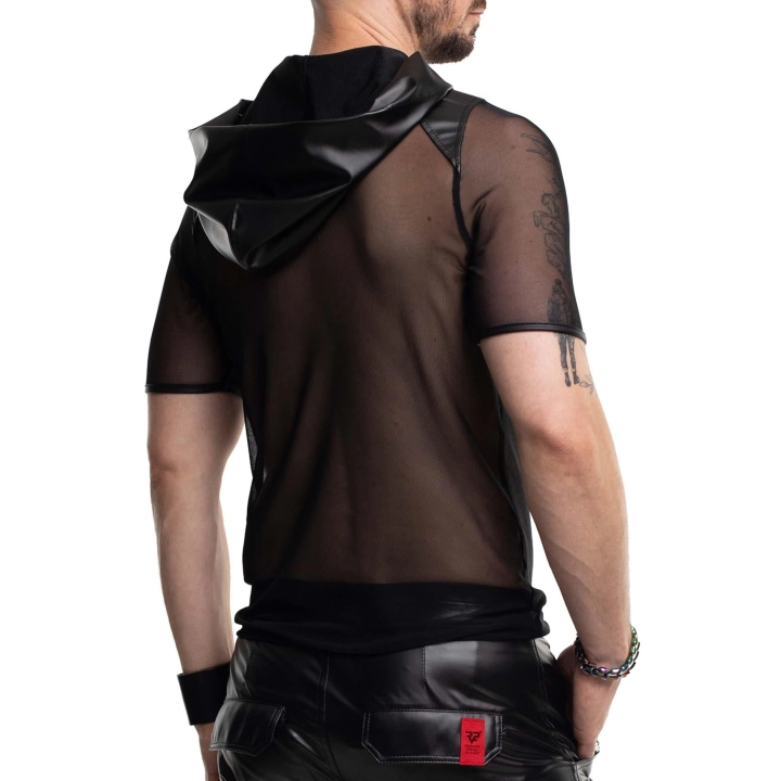 T-shirt REGNES FETISH PLANET — siateczka transparentna, wetlook, kaptur S