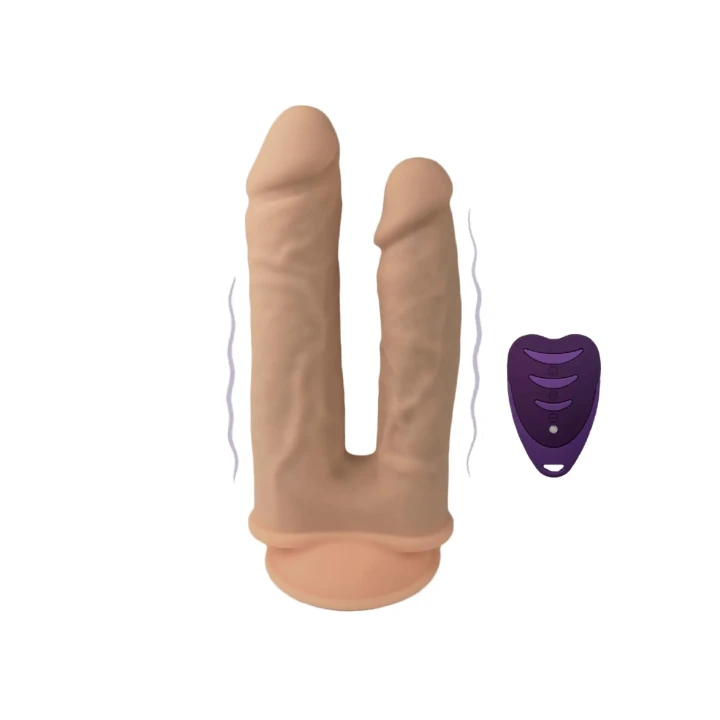 Dildo SILEXD Model 1, 19,5 cm i 17,5 cm, podwójny silnik, 10 trybów wibracji