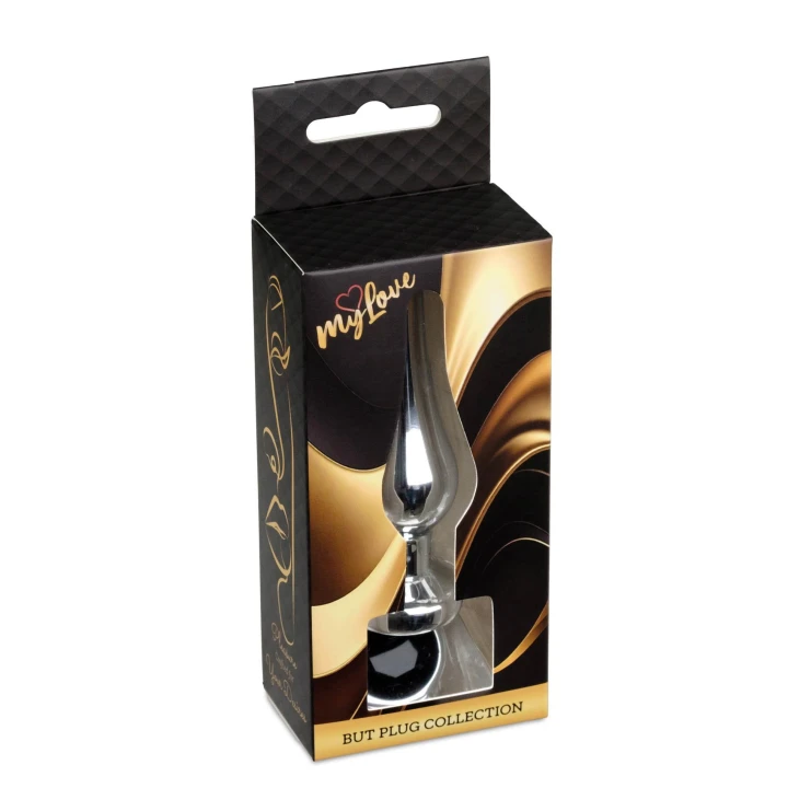 Korek analny - MyLove Jewellery Silver, stal nierdzewna, 9,5 cm, czarny diament