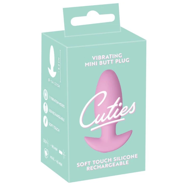 Korek analny Cuties, silikonowy, 7 trybów wibracji, długość 8 cm