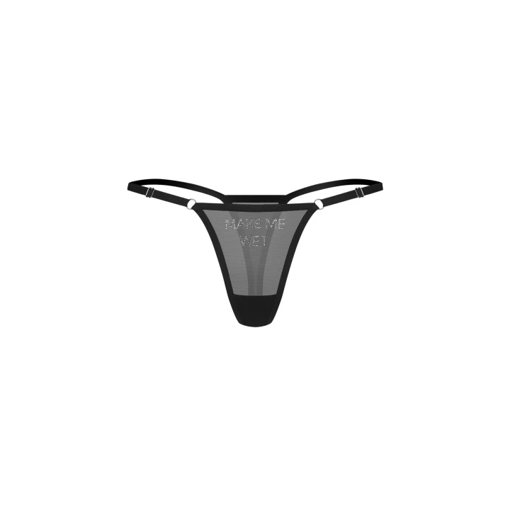 Stringi erotyczne OBSESSIVE Violami, S/M, transparentne, regulowane, cyrkonie, 83% poliamid