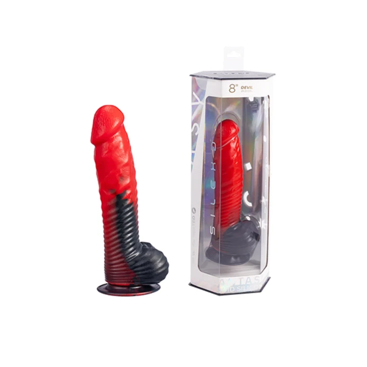 Dildo SILEXD Devil 8 cali, termoreaktywny, silikonowy, z przyssawką 70 mm