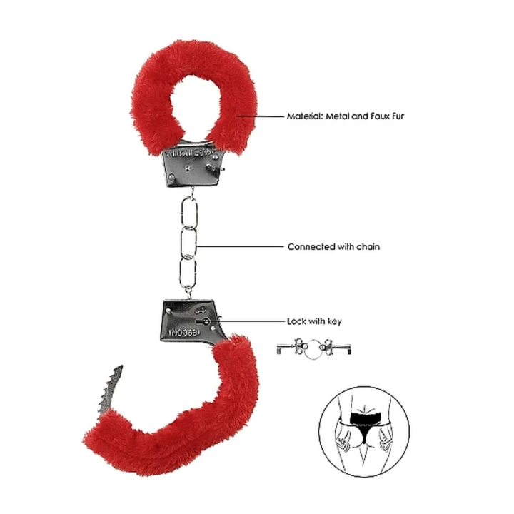 Kajdanki Furry dla Początkujących - Czerwone, Metalowe, Z Funkcją Uwalniania