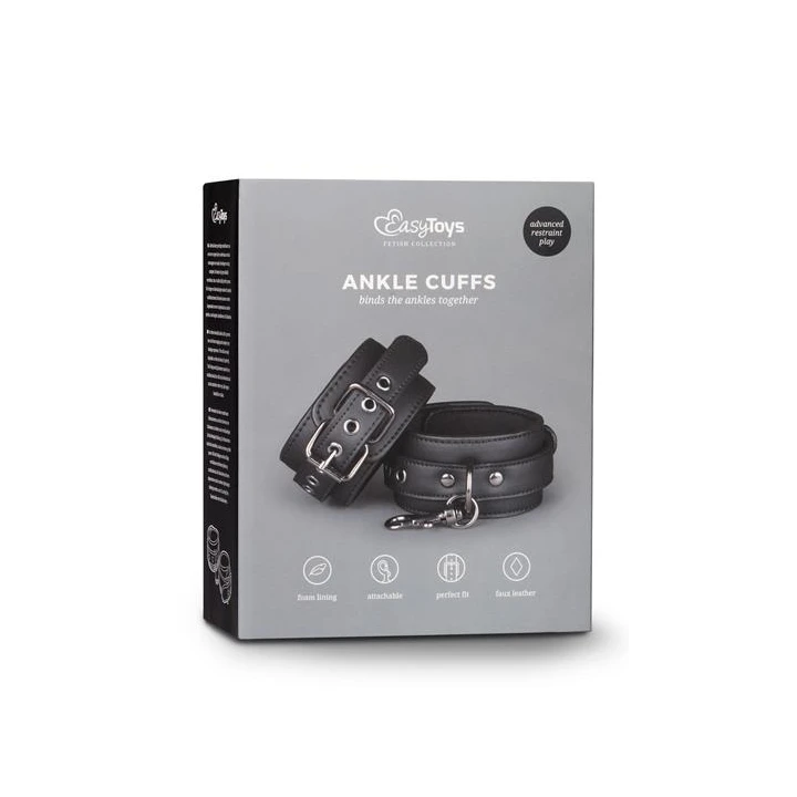 Mankiety na kostki regulowane 13-30 cm, sztuczna skóra, z metalowym łańcuchem