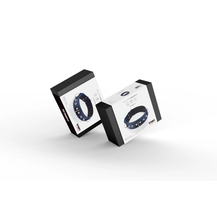 Obroża BDSM Crazy Horse, Niebieska, Mała, Skórzana, Elegancki Design