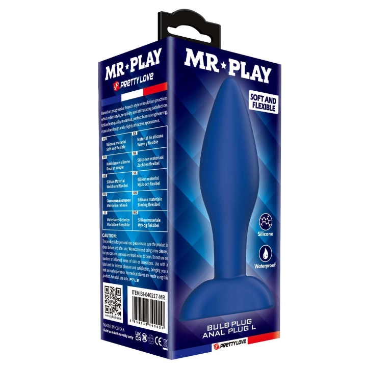 Korek analny Mr. Play Bulb L – silikon, 3,8 cm średnicy, długość 12,1 cm