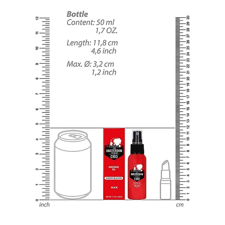 Olejek do masażu CBD - Amsterdam, 50 ml, naturalne składniki, relaksuje i nawilża
