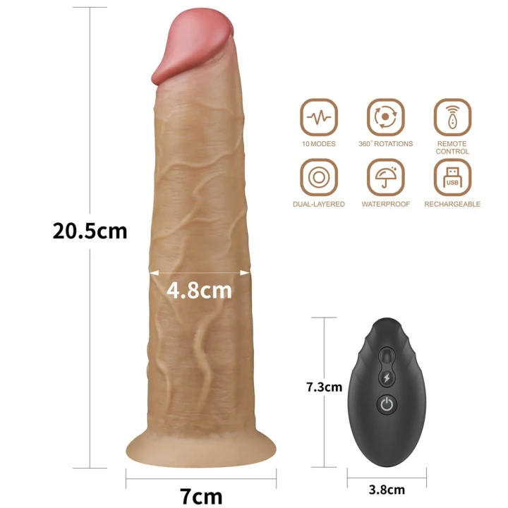 Dildo Lovetoy 8 cali, wibrujący, podwójnie warstwowy silikon, wodoodporny