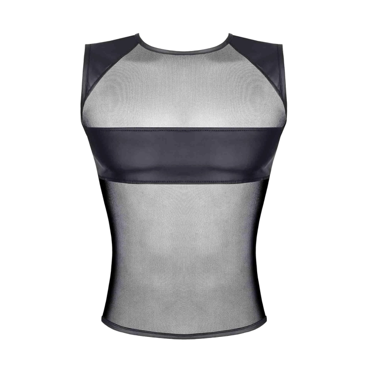 T-shirt REGNES FETISH PLANET – siateczka transparentna, wetlook, czarny, XXL