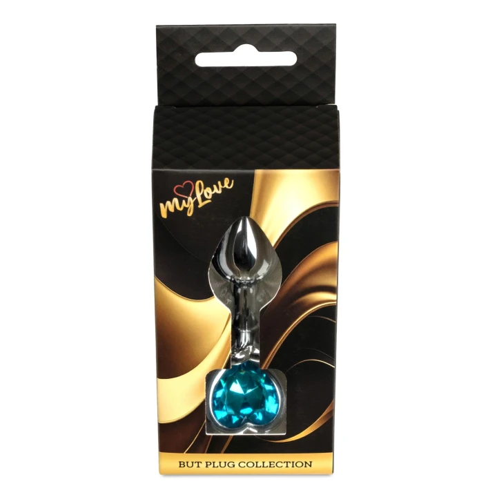 Korek analny (biżuteria) MyLove Toys – stal nierdzewna, 7 cm, diament light blue
