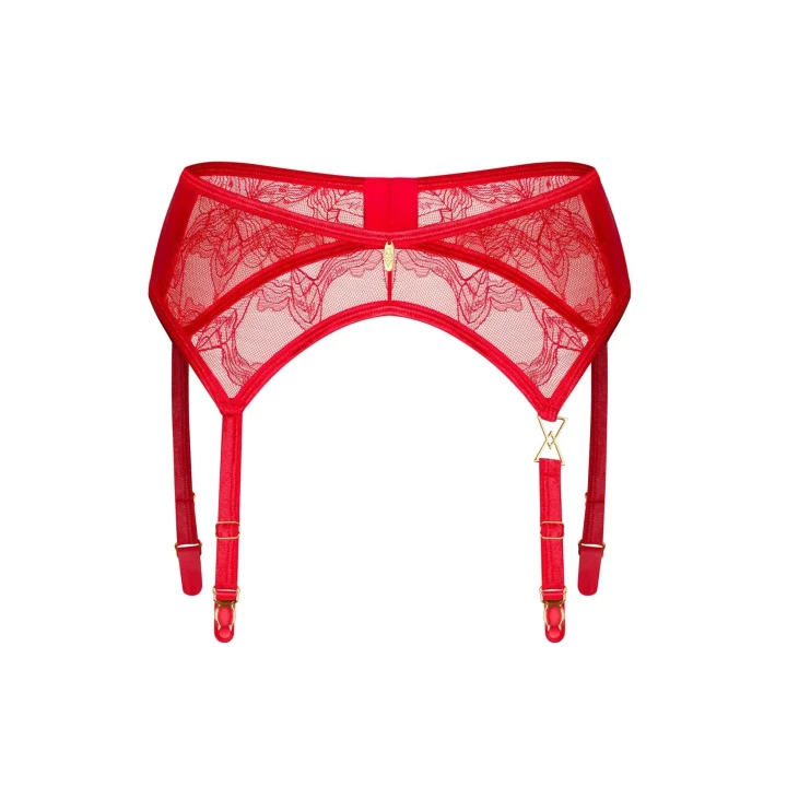 Pas do pończoch, OBSESSIVE, koronkowy, regulowane paski, złote detale, S/M