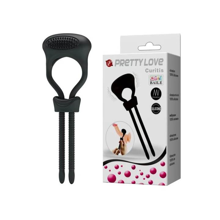 Pierścień na penisa PRETTY LOVE CURITIS z wibracjami, silikonowy, regulowany