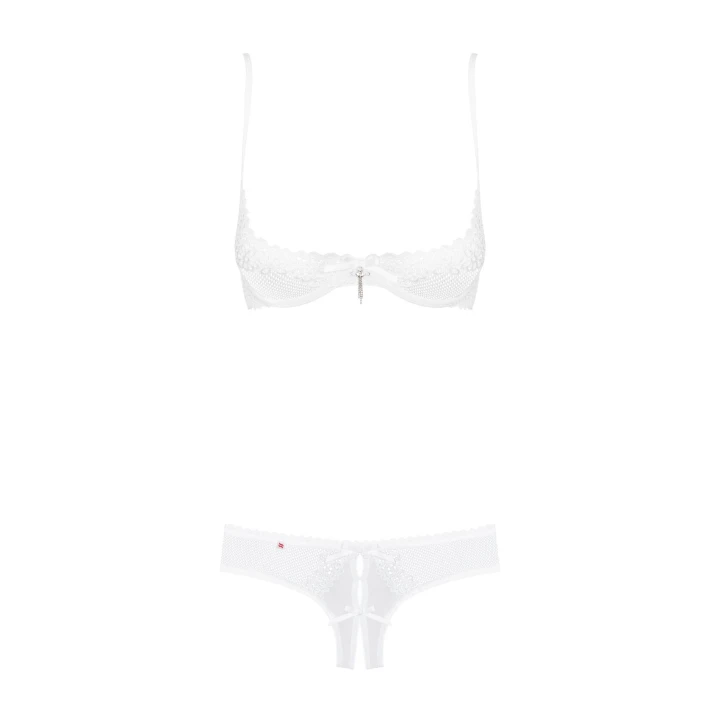 Bielizna koronkowa OBSESSIVE, zestaw S/M, regulowane ramiączka, open-crotch stringi