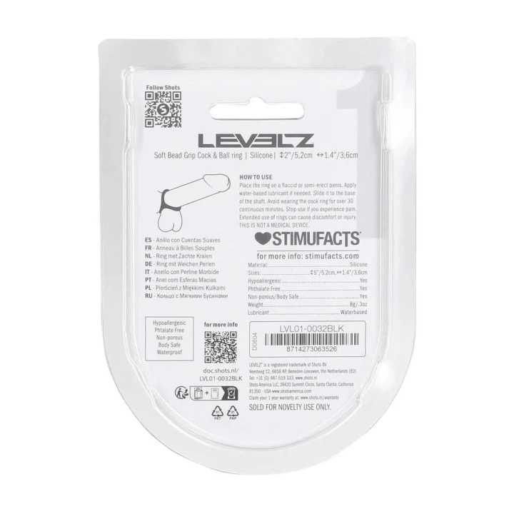 Pierścień na Penisa i Jądra Tri-O LEVELZ - Silikon, 5,2 cm, Czarny
