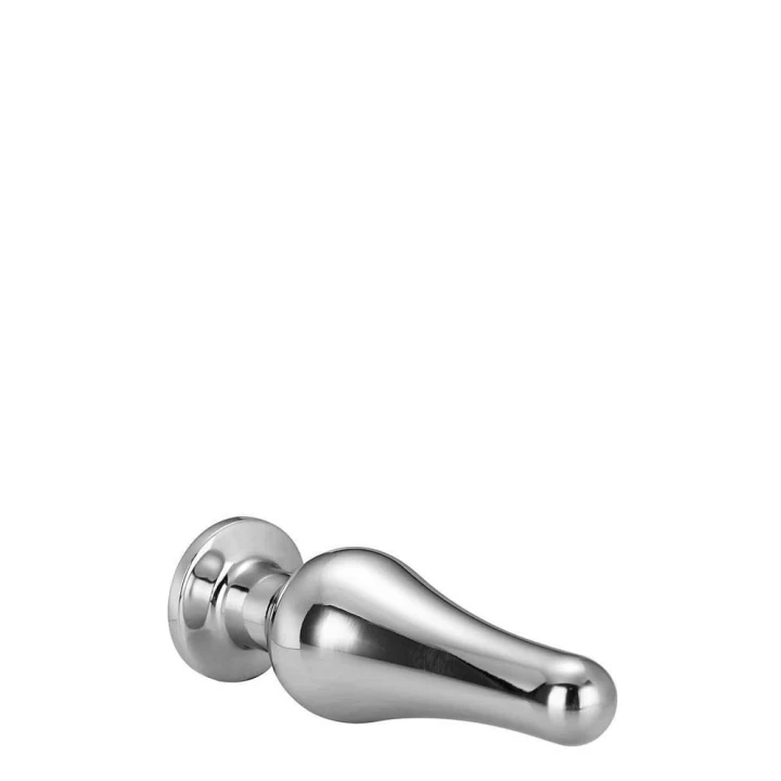 Korek analny GLEAMING LOVE - aluminium, średni, ze szlachetnym kamieniem, 11 cm