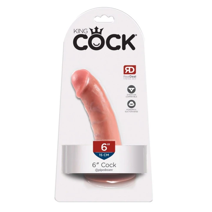 Dildo King Cock 6 cali, PVC, naturalny wygląd, przyssawka, średnica 4,3 cm